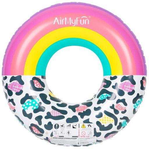 Boia inflável redonda tamanho XXL - Arco-íris - Leopardo Ø120 cm