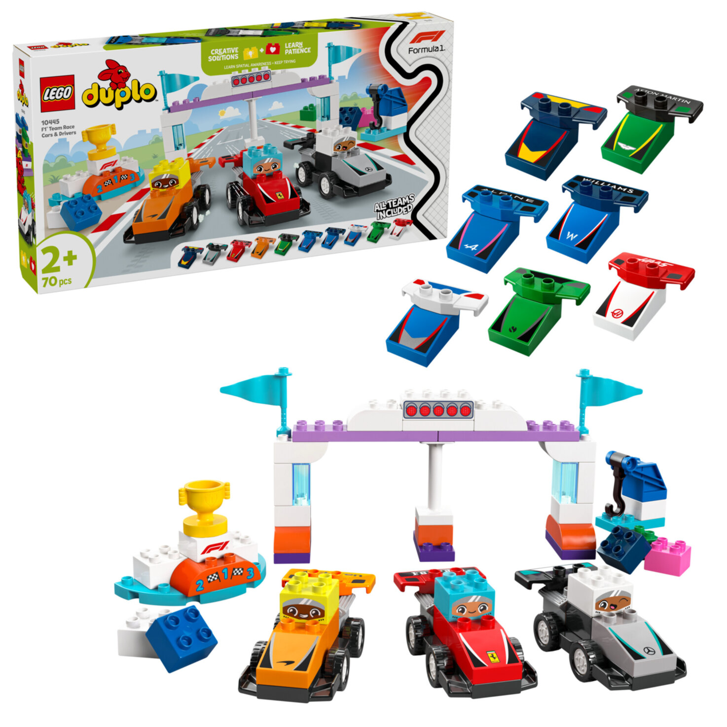 LEGO® DUPLO 10445 Town F1 Team Rennautos mit Rennfahrern ab 2 Jahren
