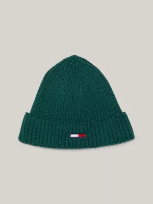 Gorro de malha canelada com estampa de bandeira