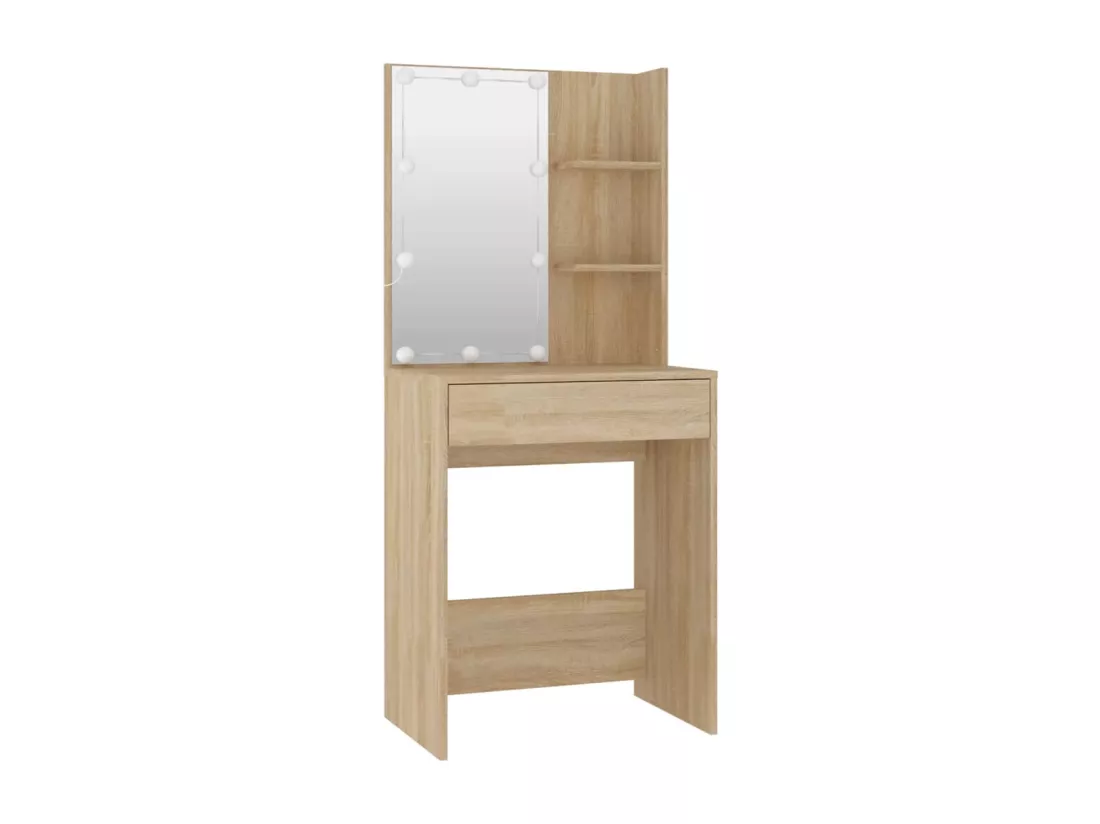 Ensemble de coiffeuse avec LED Chêne sonoma Bois d'ingénierie