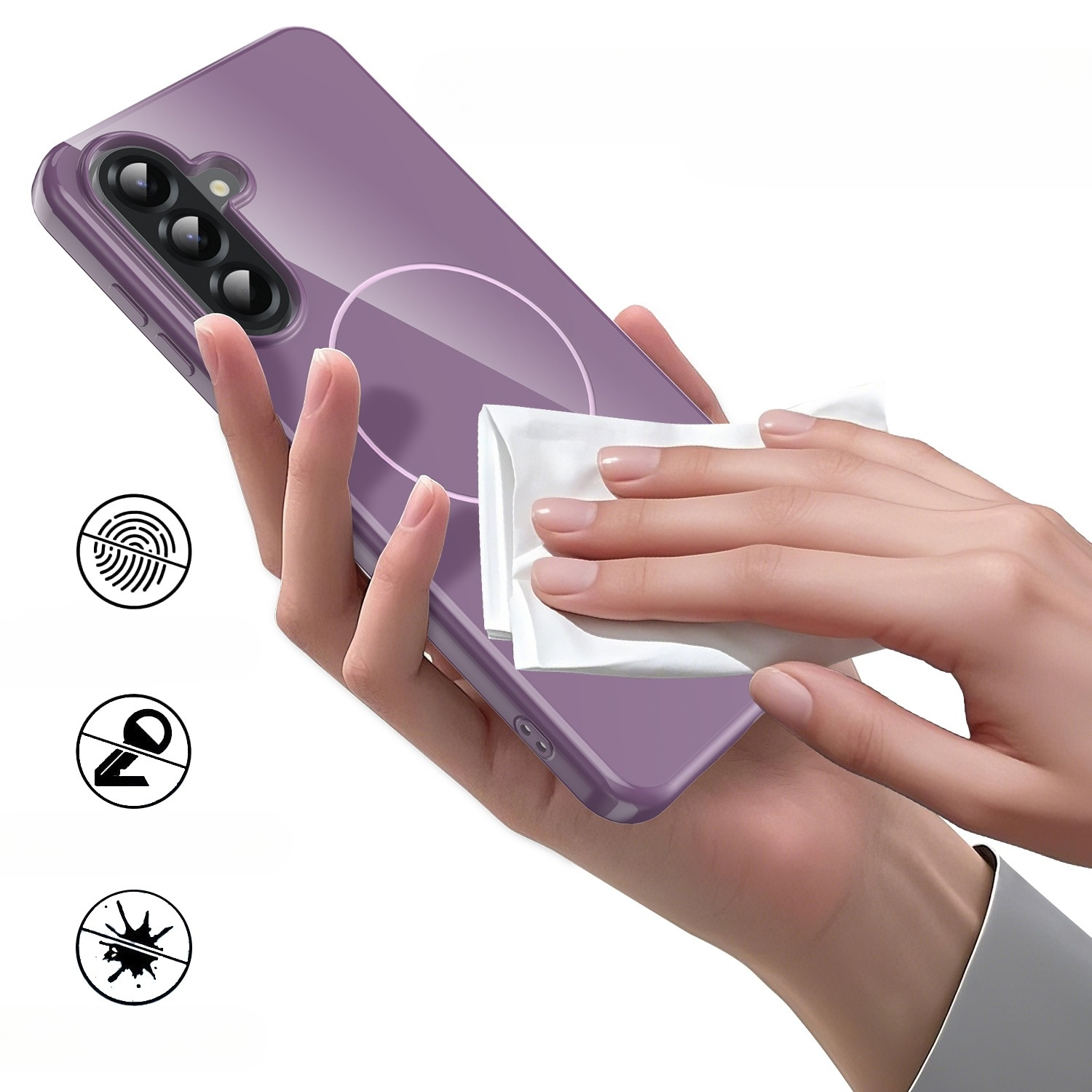 Samsung Galaxy A17 Gummi Case Hülle   Trageschlaufe MagSafe-Modul - Lila