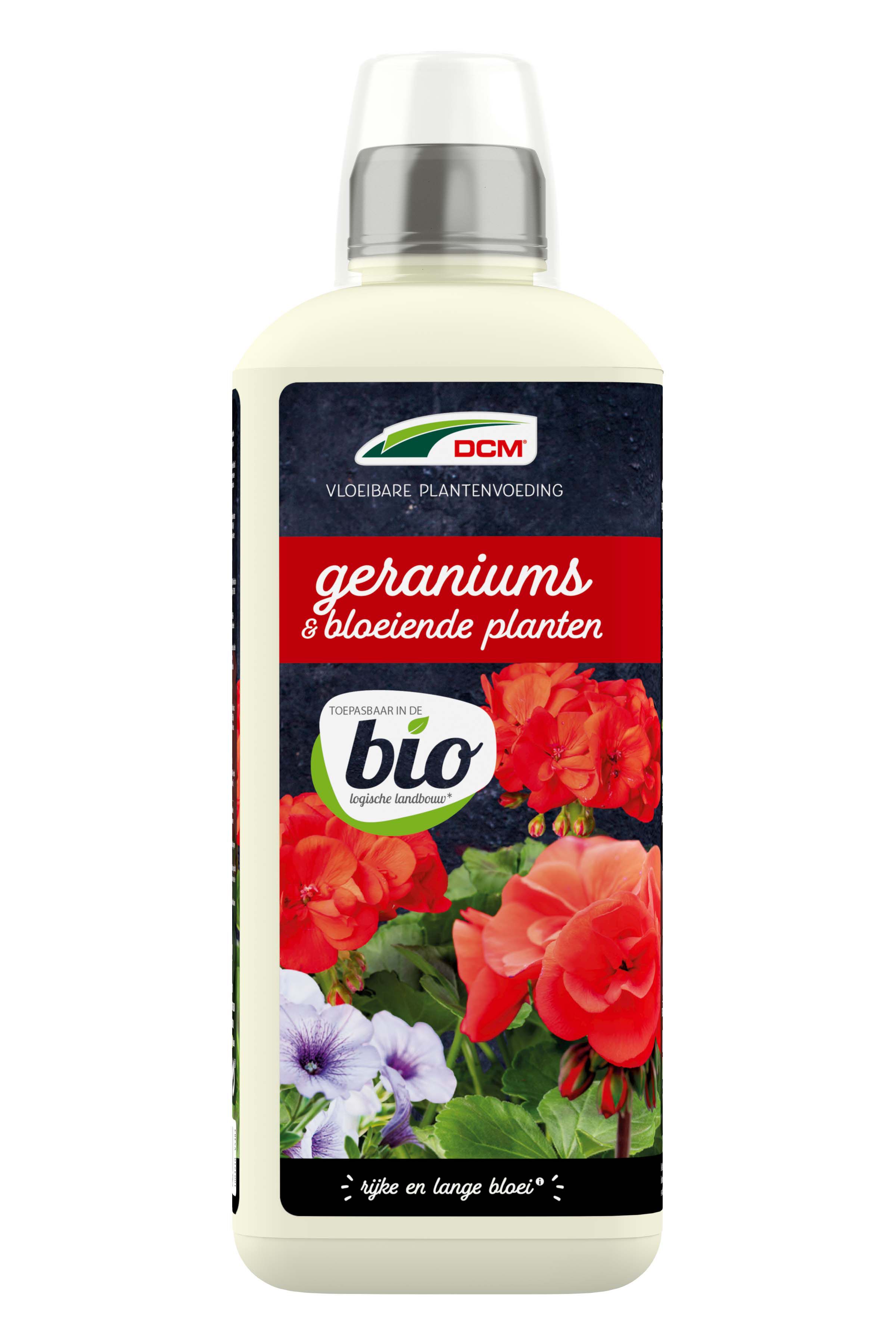 DCM Vloeibare Meststof Geraniums & Bloeiende Planten - Siertuinmeststof - 800 Milliliter