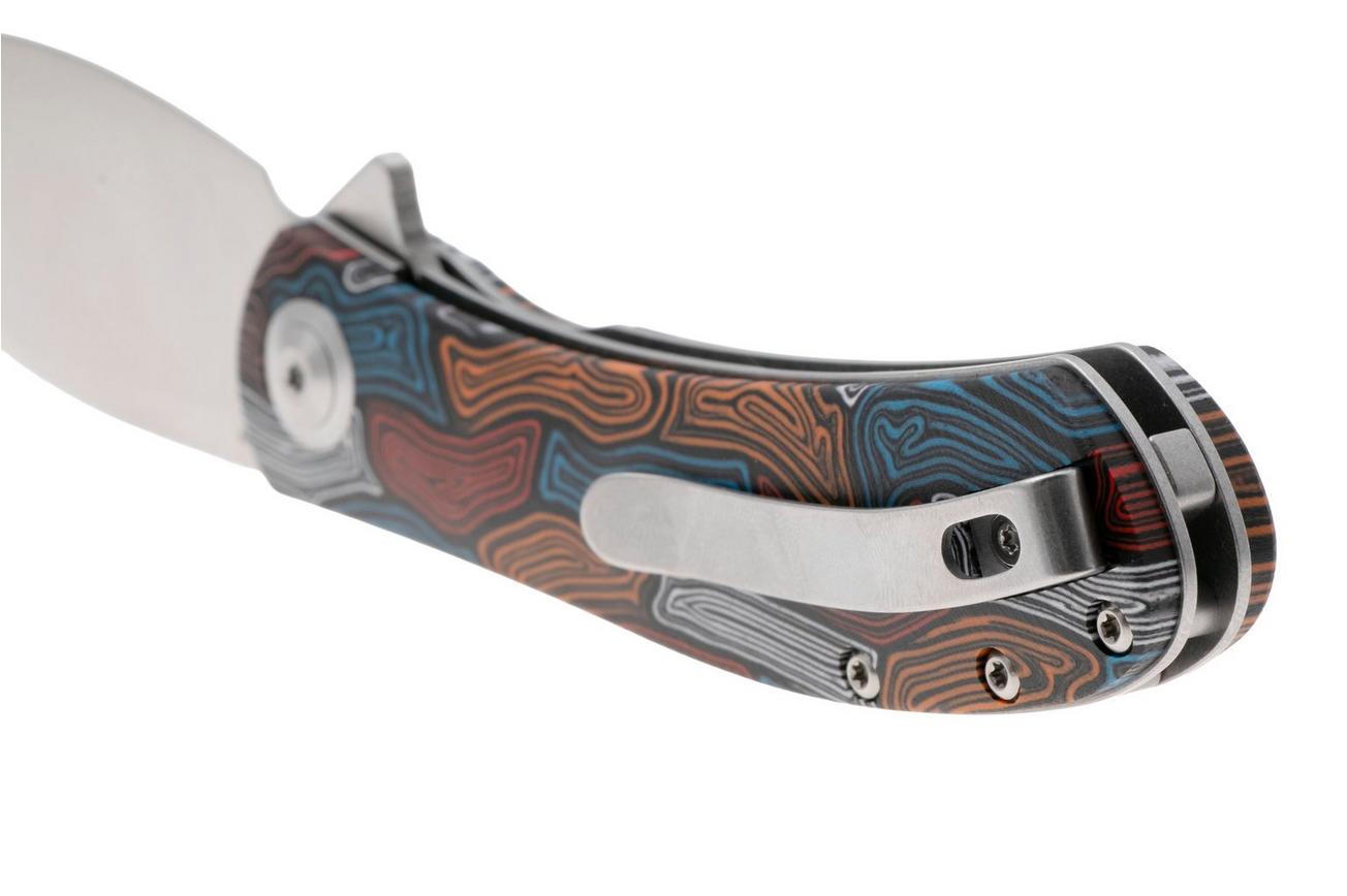 Trollsky Knives Mandu Evo MTE010 Satin 14C28N, Kaleidoscope Turtle G10, zakmes, Michael Trollsky design