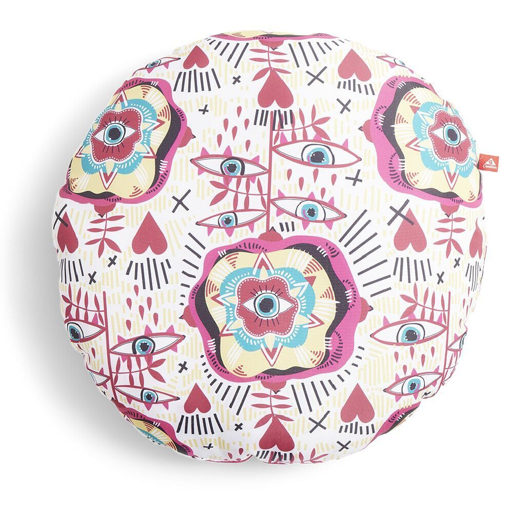 Coussin d'extérieur rond imprimé multicolore Ø40xH12 cm