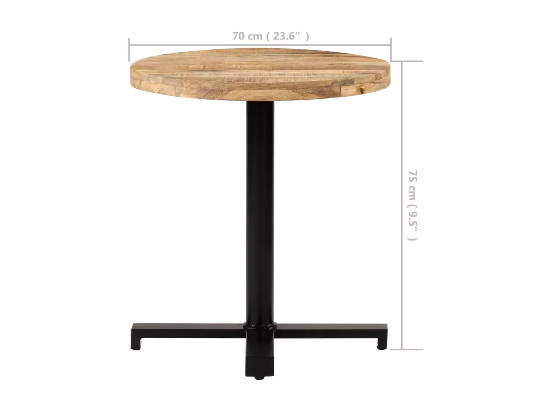 Table de bistro Ronde Ø70x75 cm Bois de manguier brut