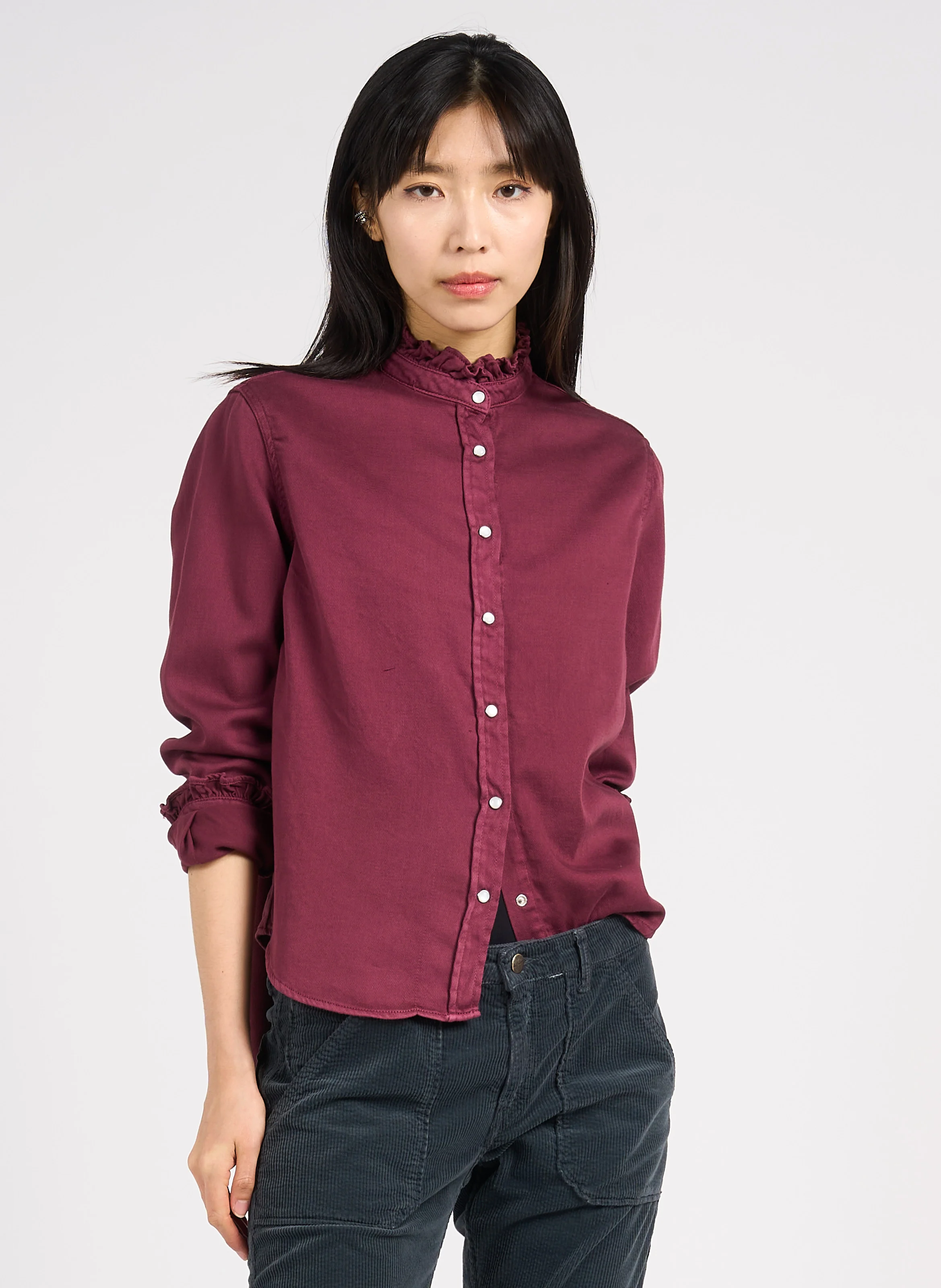 GABY - Chemise col victorien en coton| Violet