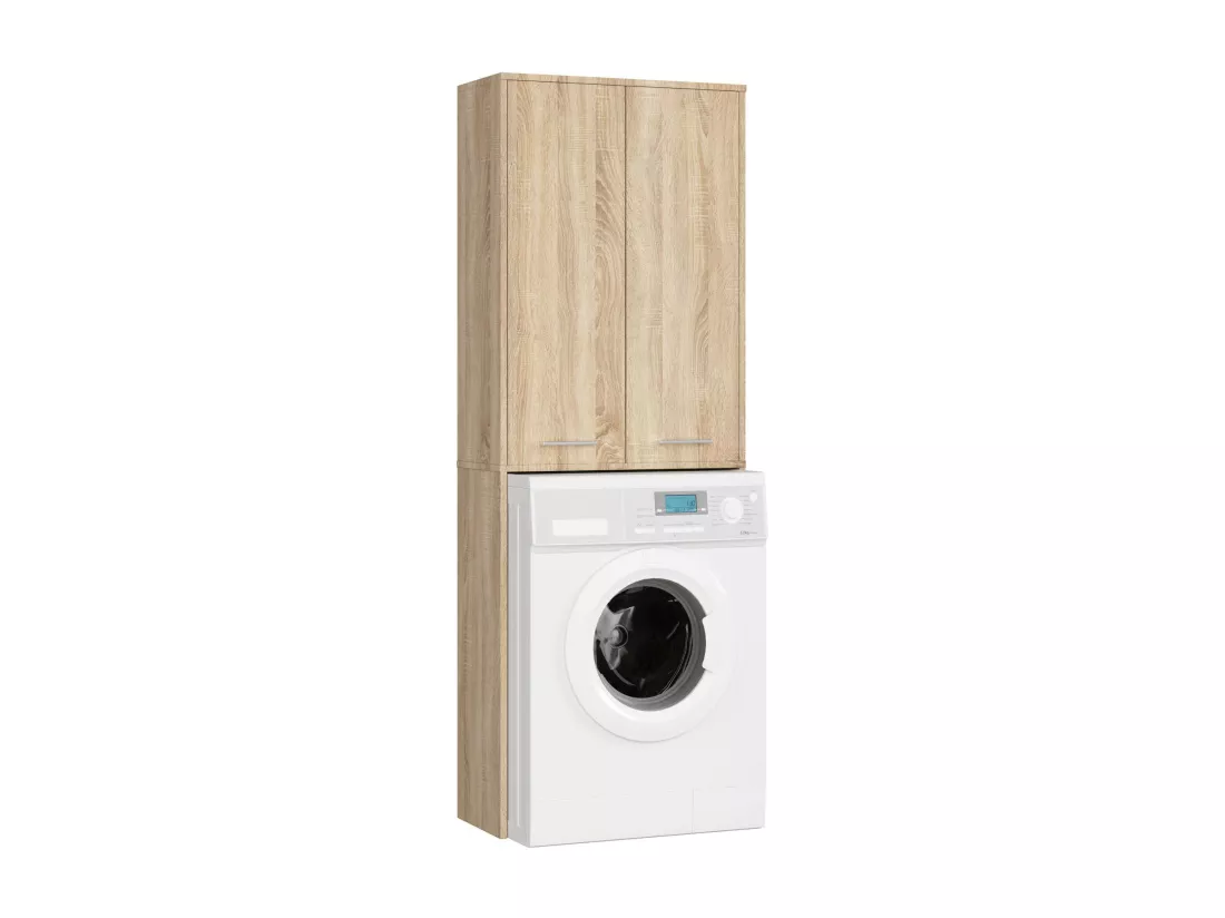 Meuble pour machine à laver FIN Chêne Sonoma 64 cm 2 portes façade Chêne Sonoma 4 étagères 64x30x180 cm