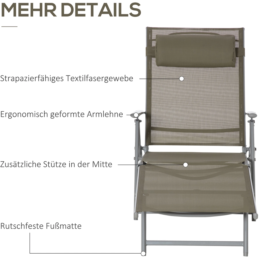 Outsunny Gartenliege mit Kissen grau, silber