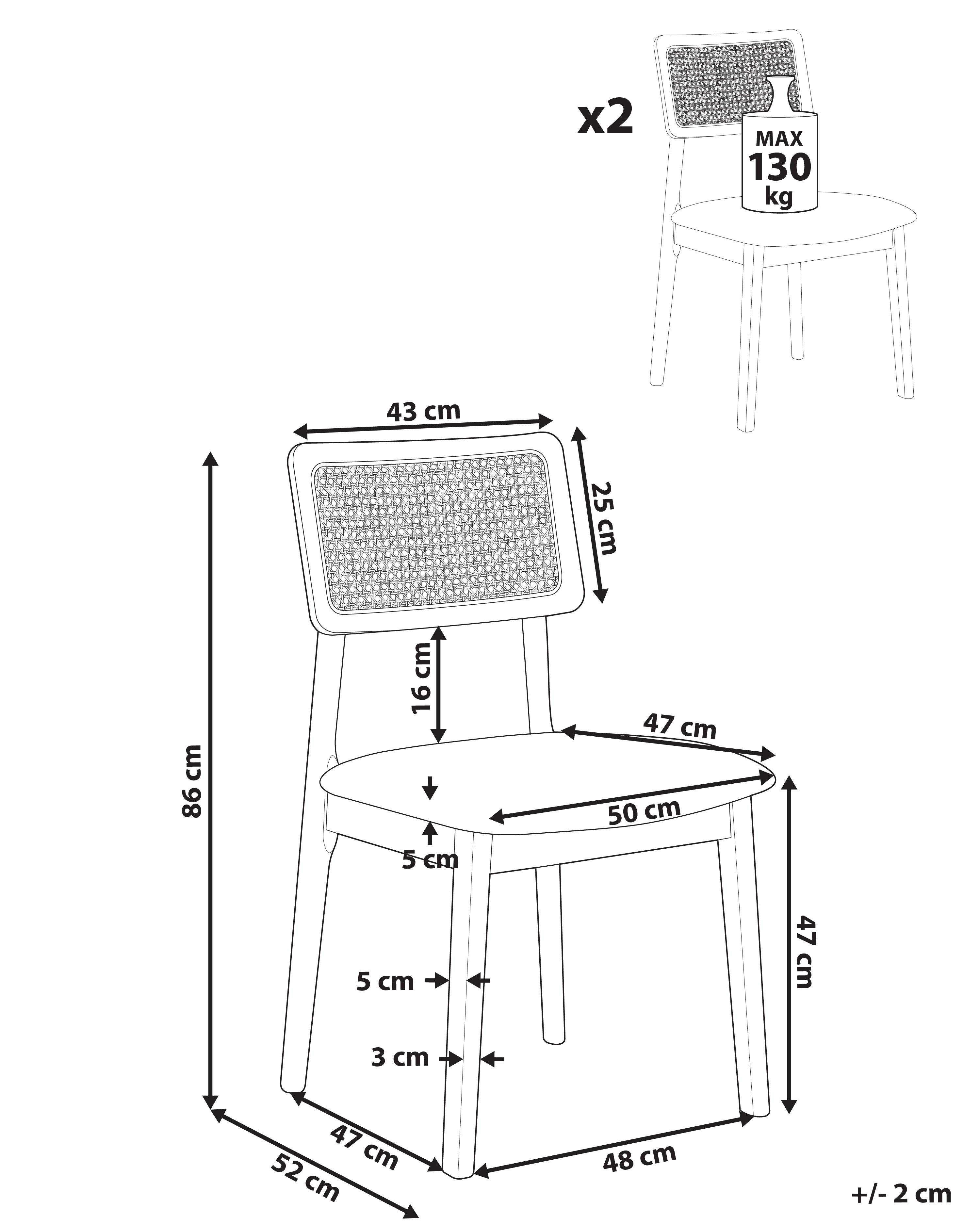 Set van 2 eetkamerstoelen EMBAR Hout Lichtbruin
