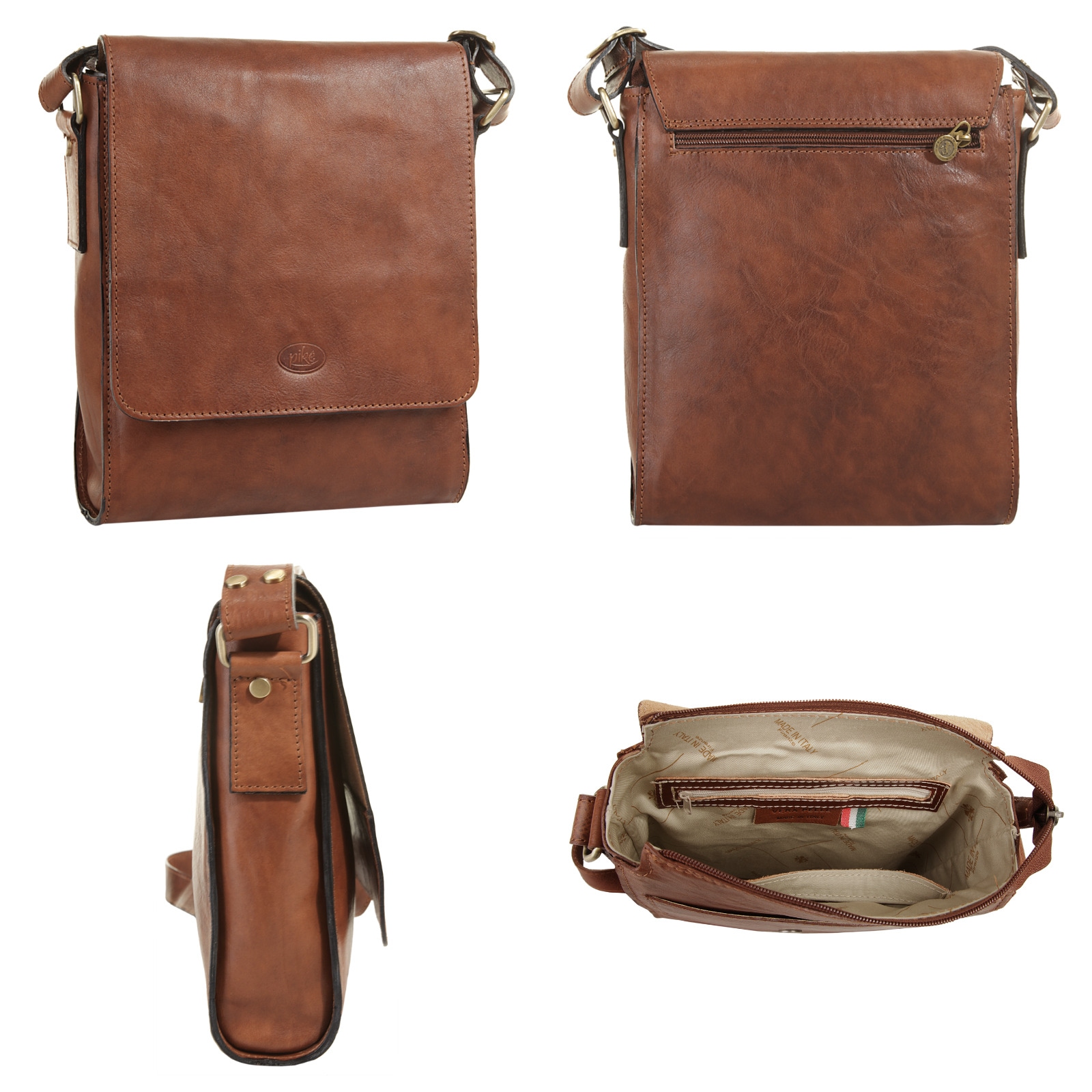 Piké Umhängetasche echt Leder, Made in Italy