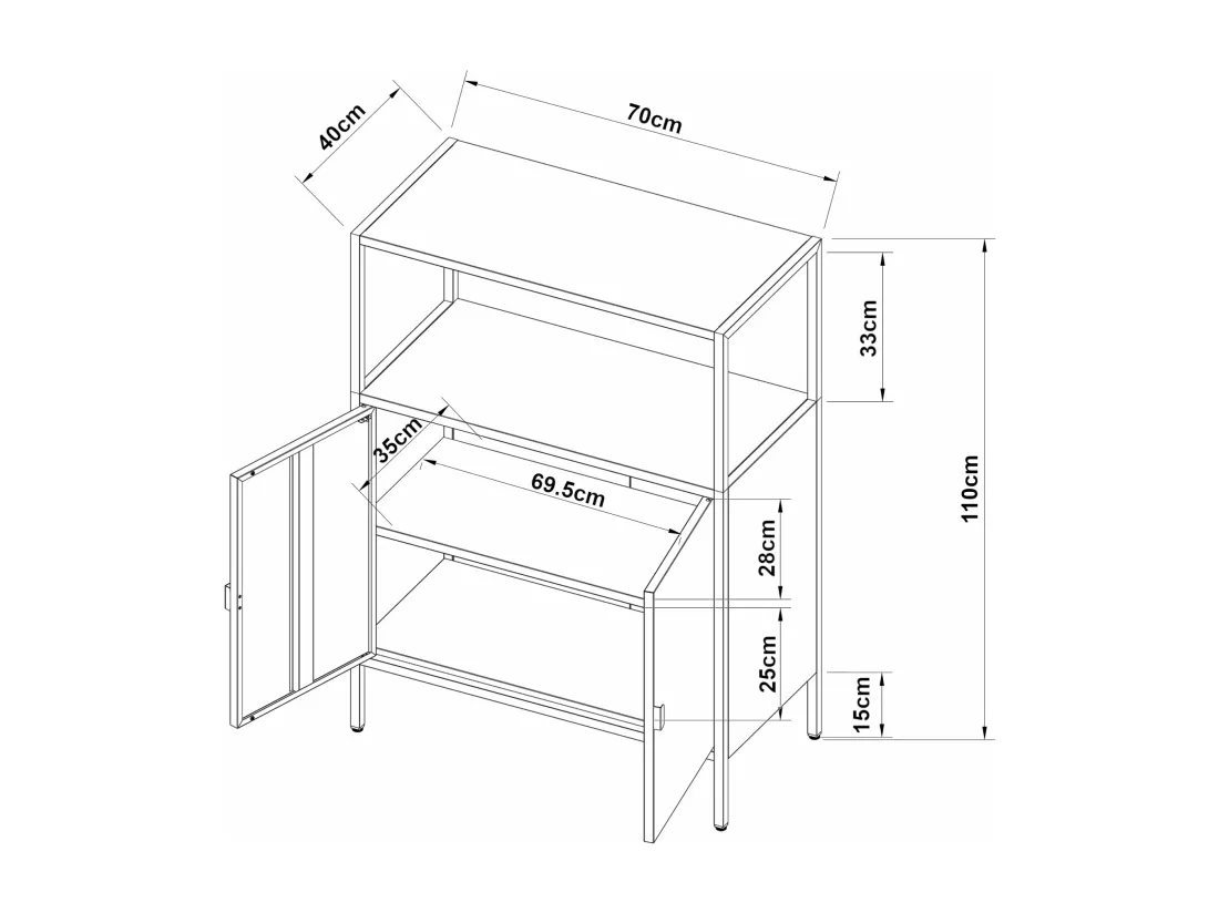 Armoire de bureau casier grise 70 x 40 x 110 cm 03_0006317