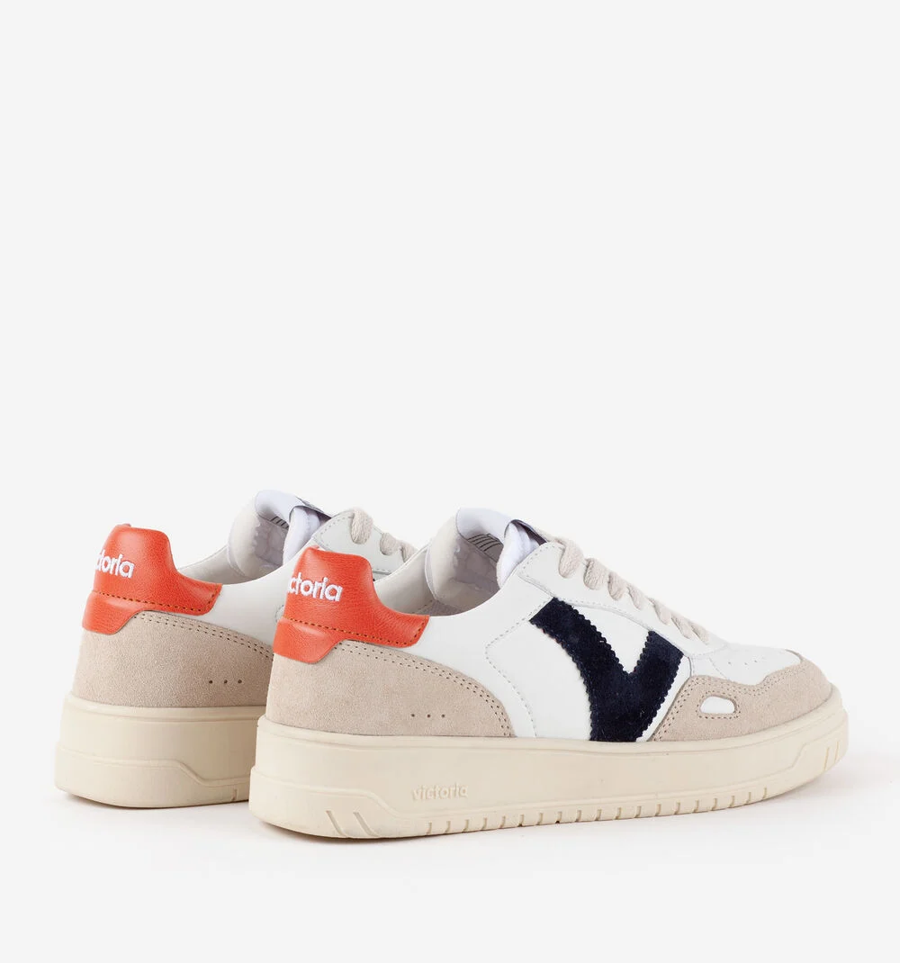SEUL EFFET CUIR & CUIR FENDU Baskets unisexes semelles beiges NARANJA