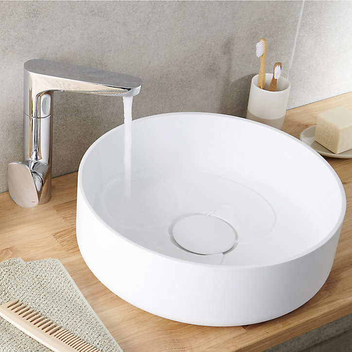 Vasque à poser ronde résine blanche GoodHome Apanas