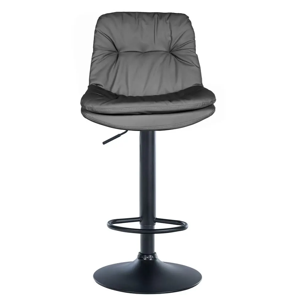 CLP Barkruk Laurel zwart Frame - Kunstleer - grijs