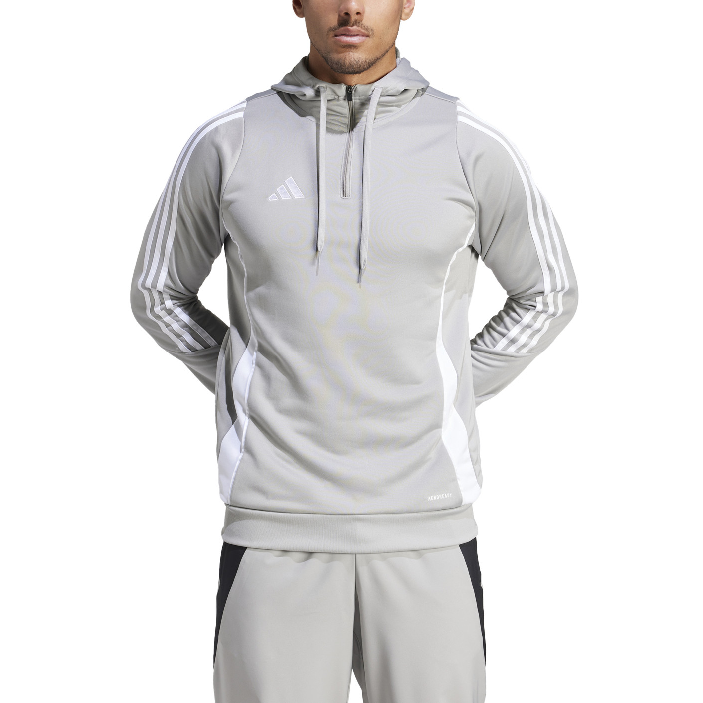 Adidas Tiro 24 Hooded Trainingstrui 1/4-Zip Lichtgrijs Wit