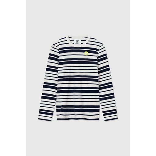 Wood Wood Moa Stripe Langærmet T-shirt, Off White/Navy Stripes, XS