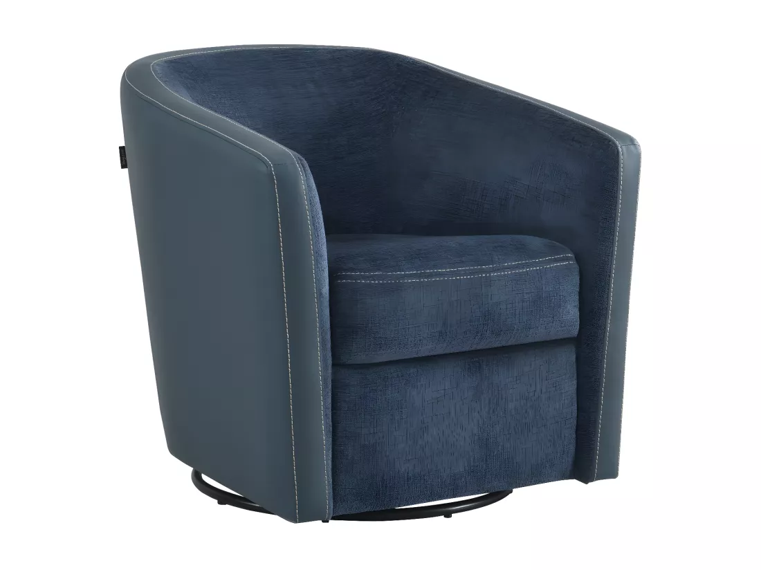 Fauteuil cabriolet pivotant Tissu/Simili cuir bleu - JACQUES