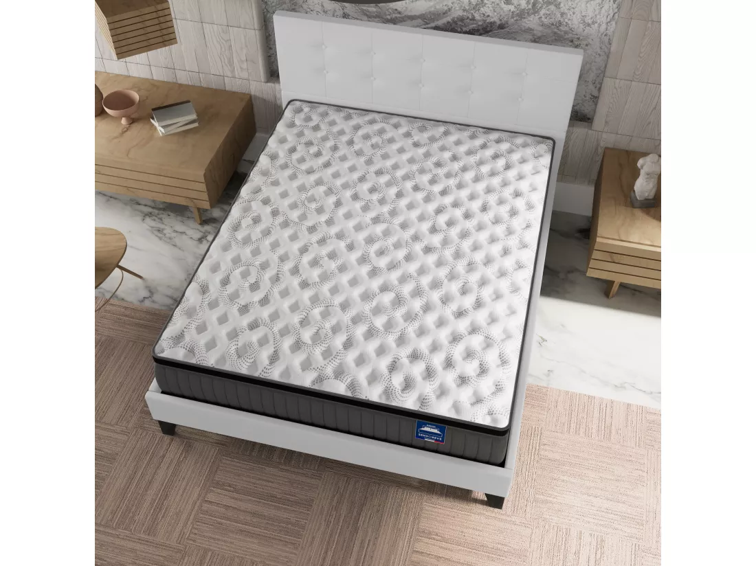 Ensemble Matelas + lit 120x190 cm avec tête de lit, ép. 30cm à mémoire de forme