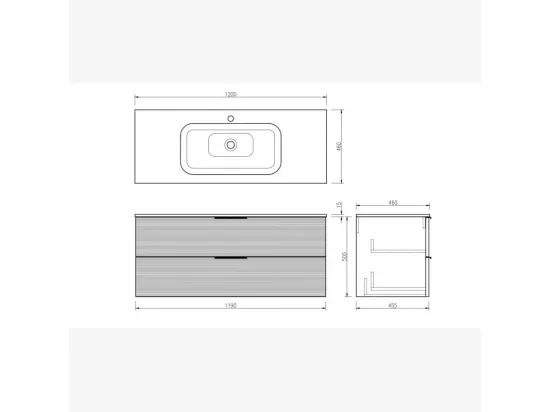 Ensemble meuble de salle de bain 120 cm noir Aqualinea