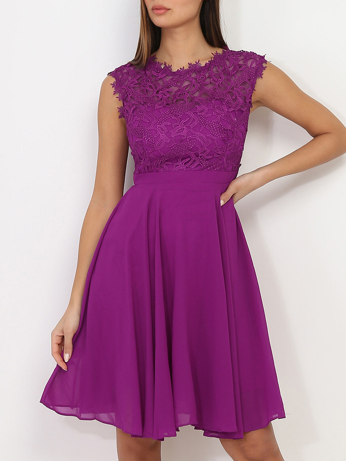 Robe avec dentelle- Violet