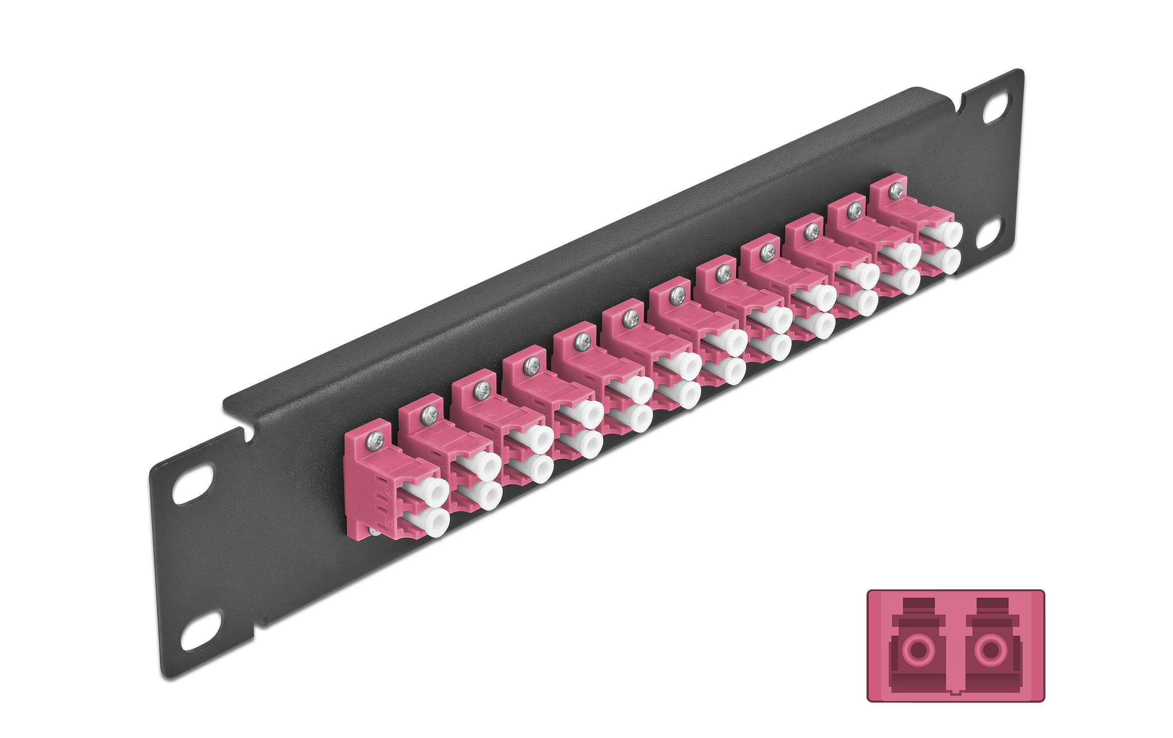 Verteilerplatte 10″ LWL Patchpanel 12 Port LC Duplex schwarz10″ LWL Patchpanel 12 Port LC Duplex violett 1 HE schwarz