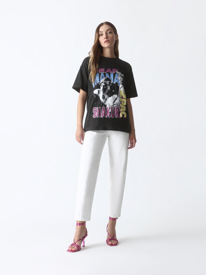 Camiseta Tupac Shakur Universal Estampada - Preta