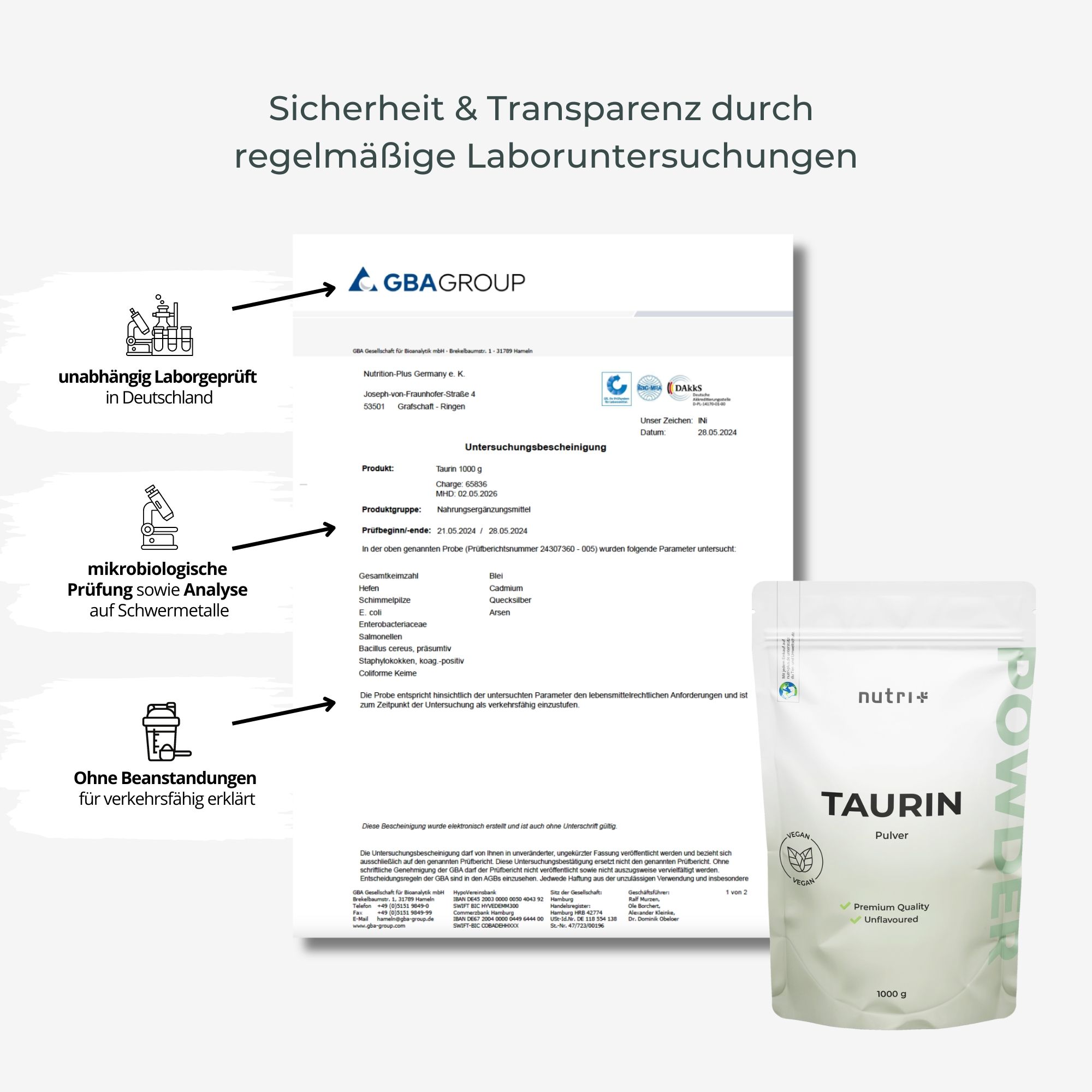 Nutri+ Taurin Pulver 1 kg Aminosäure