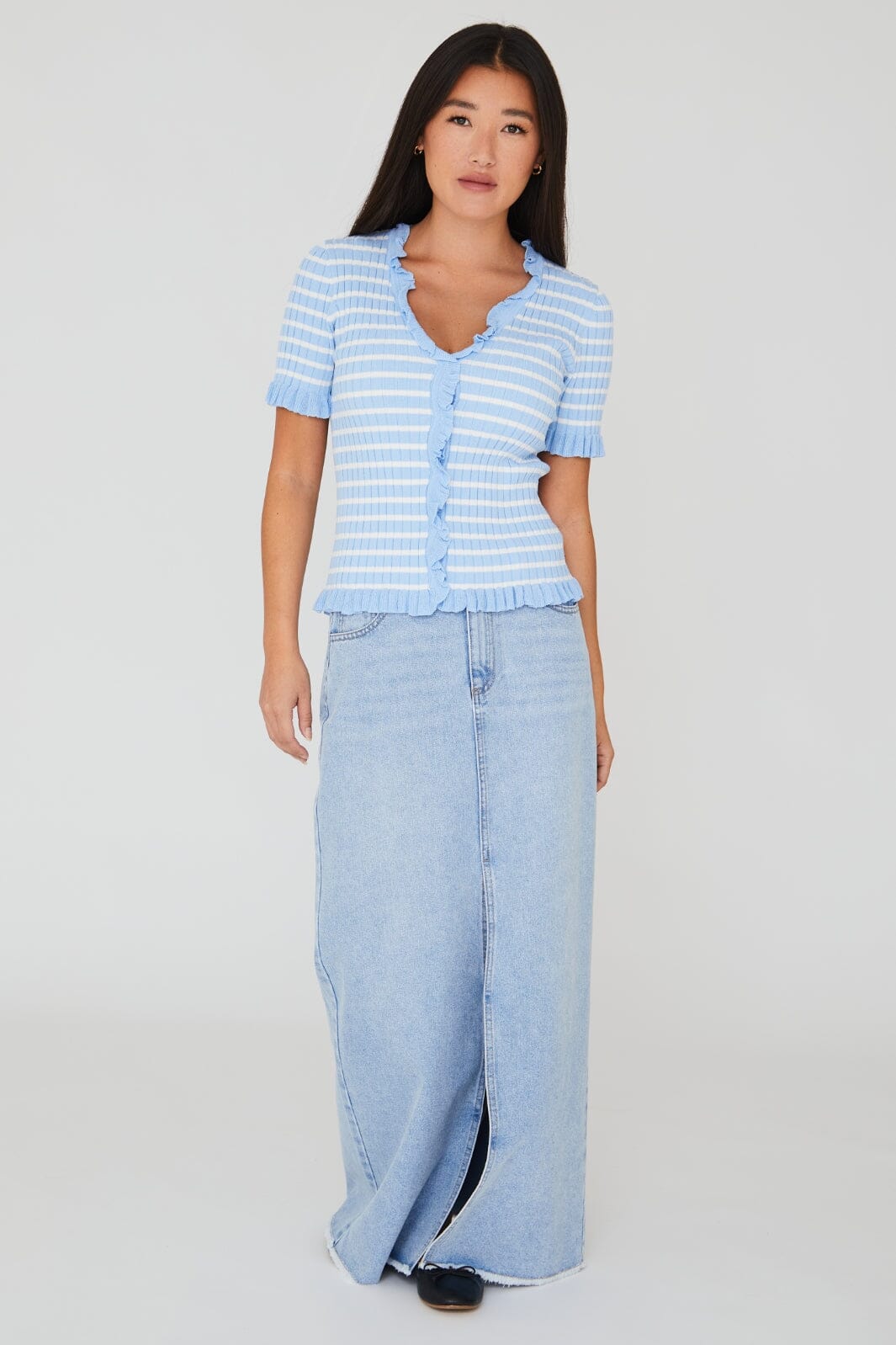 A-View Fabia Ss Tee 112 blue white stribe