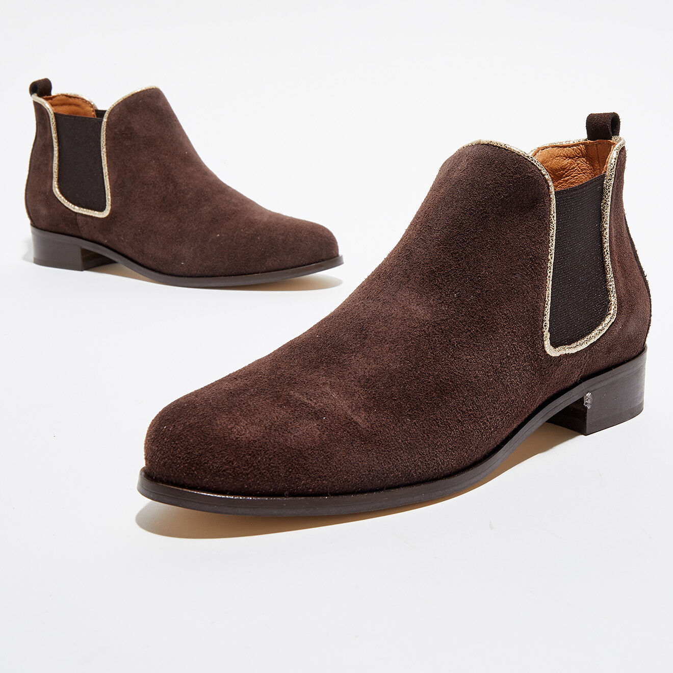 Anaki Chelsea Boots en Velours de Cuir chocolat