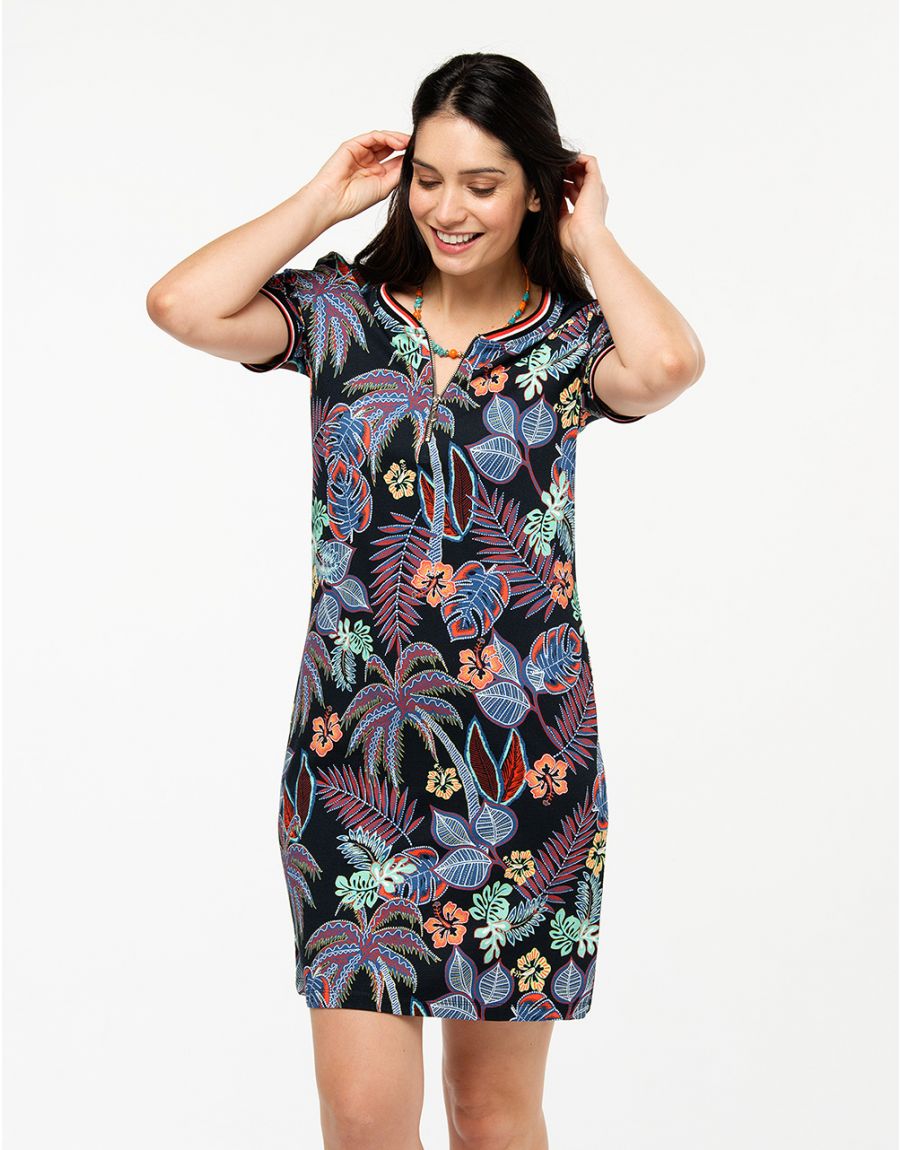 Robe noir feuillages