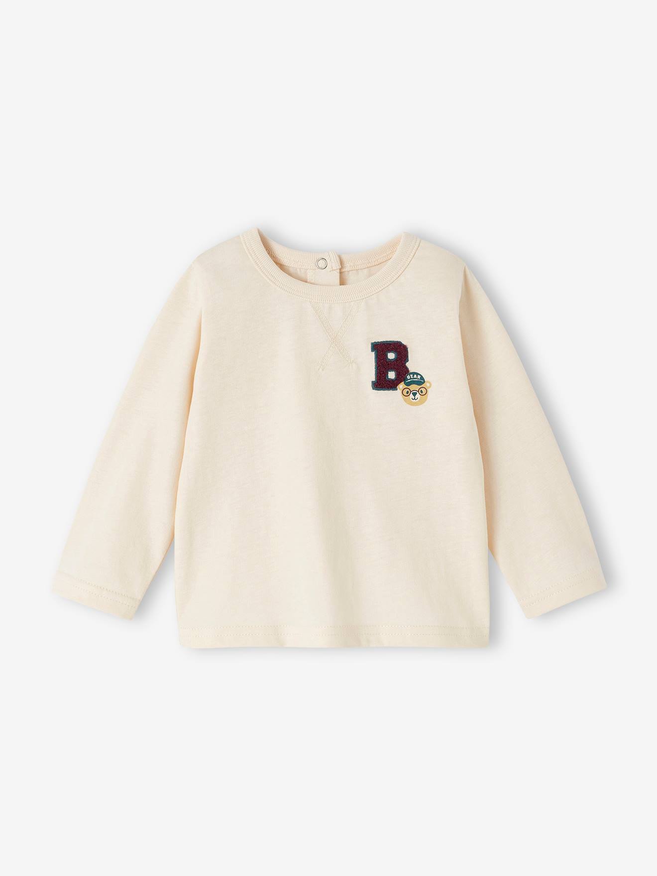 Camiseta de manga comprida para bebê, cor off-white