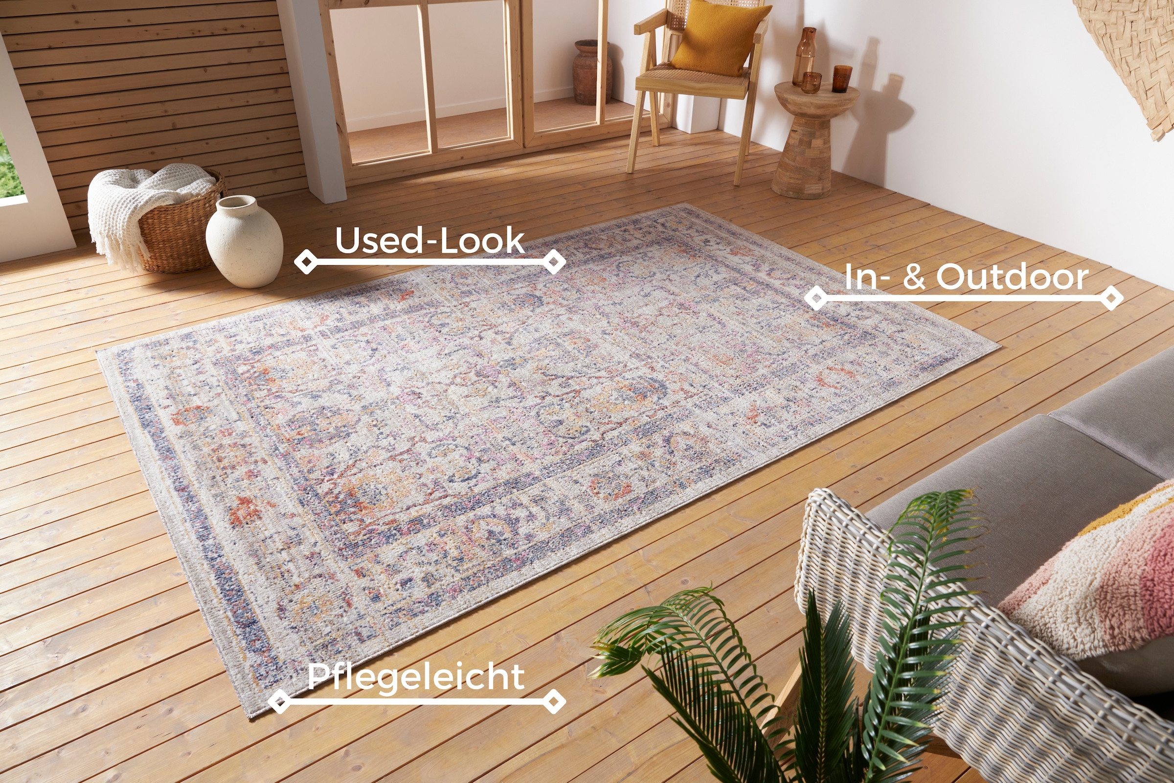 HANSE Home Teppich »Luxor« rechteckig 3 mm Höhe In-& Outdoor, Läufer, wetterfest, Balkon, Wohnzimmer, Orient