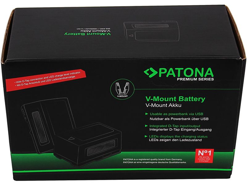 Patona Premium Akku für LED-Lampen und Videokameras LED-Lampen und Videokameras Premium Batteriesatz