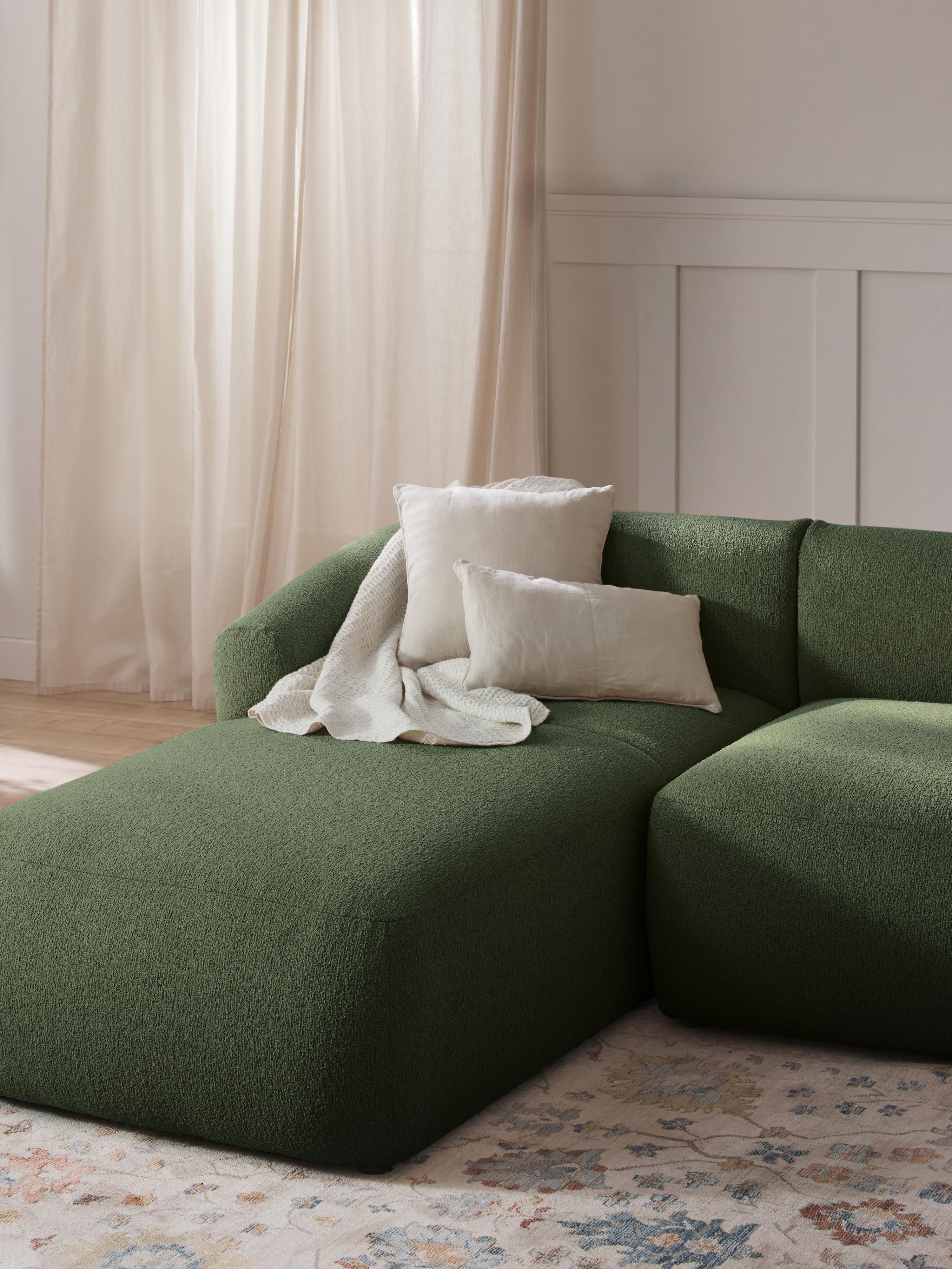 Chaise longue hoekmodule Sofia uit bouclé