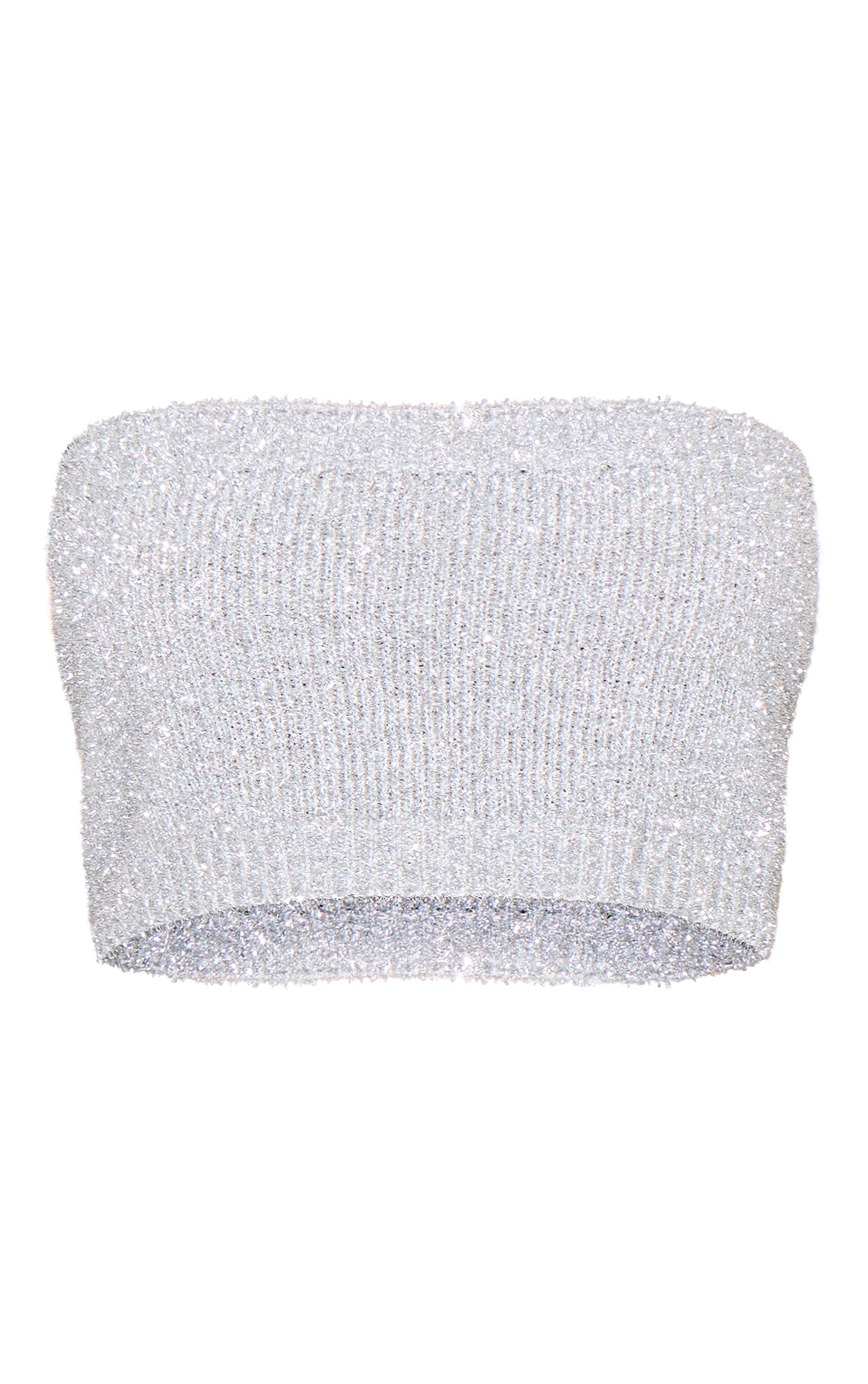 Argenté Haut Bandeau En Maille Métallisée