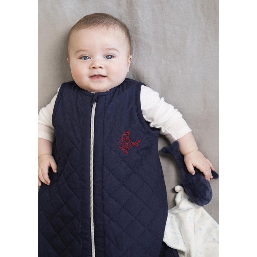 Doudou mouchoir baleine - Bleu marine