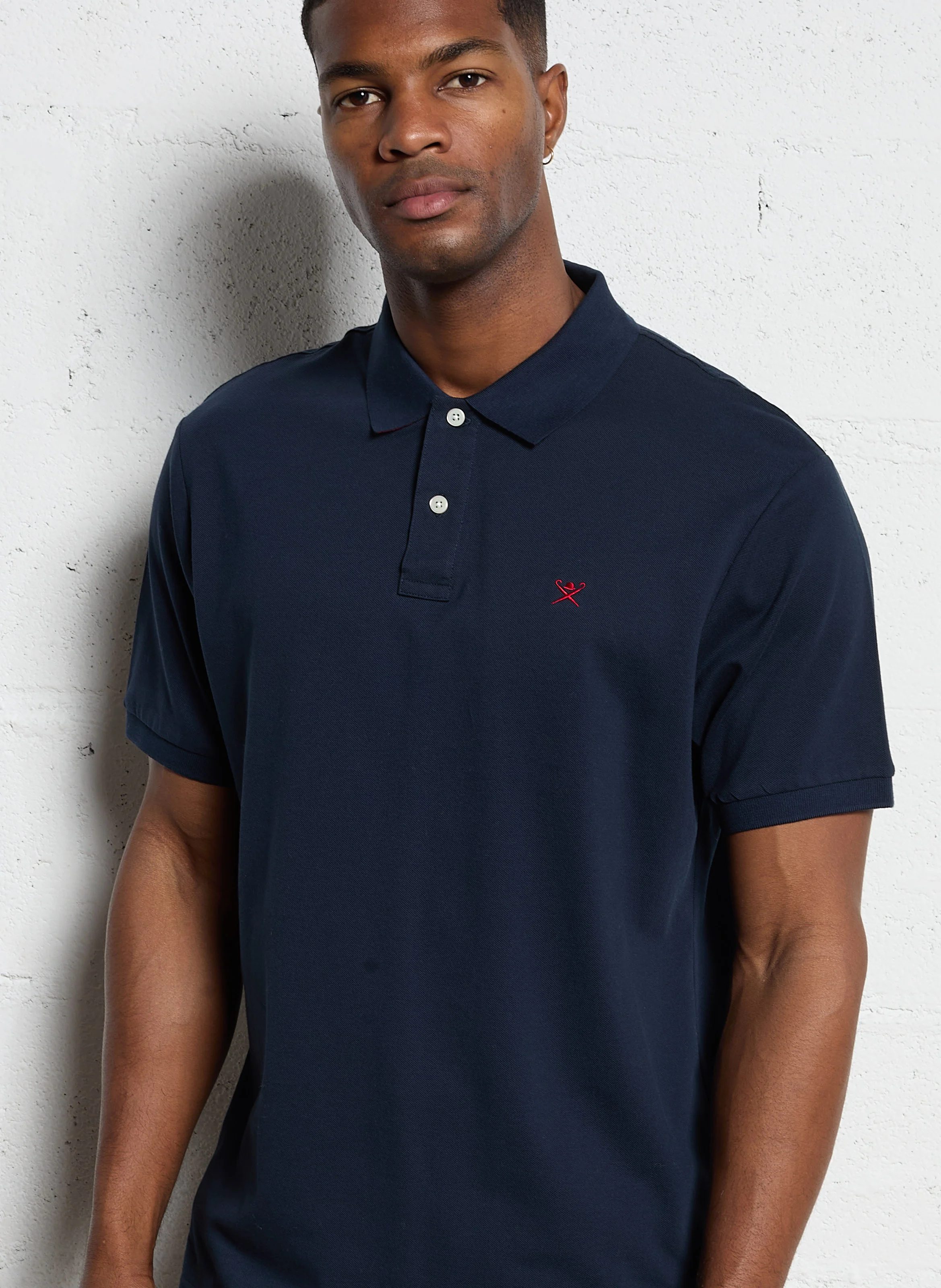 Polo slim-fit en coton piqué | Bleu