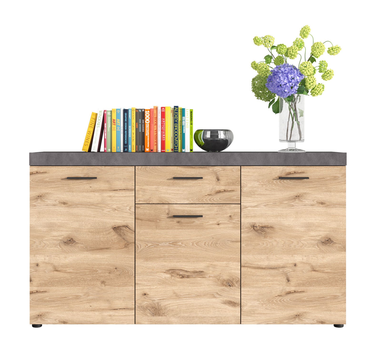 Sideboard Swift Matera-Beton-/Nox Oak-Optik 160x89x40 cm