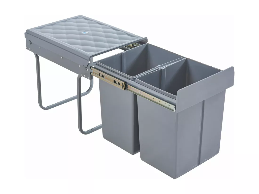 Poubelle encastrable 2 x grise 48 x 34 x 42 cm 03_0008204