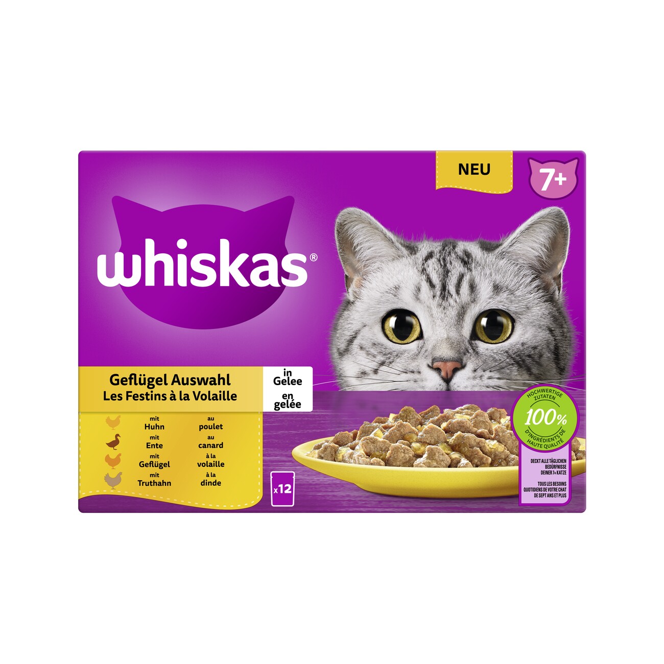 Whiskas Multipack 7+ Geflügel Auswahl in Gelee 12 x 85g
