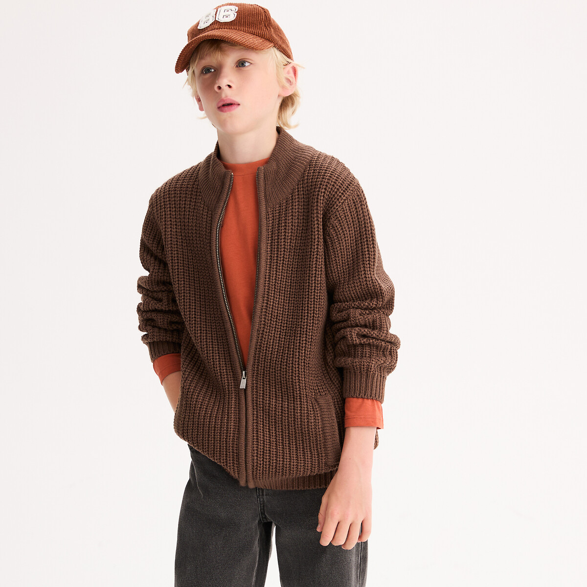 COLEÇÕES LA REDOUTE<br>Cardigã com gola alta e zíper