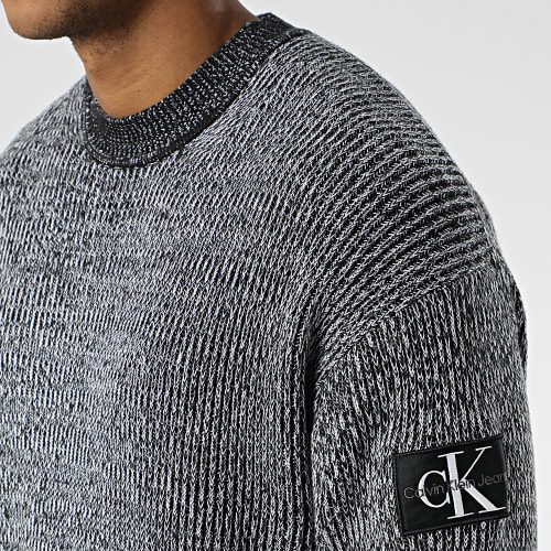 Pull Badge Plated 1685 Noir Chiné