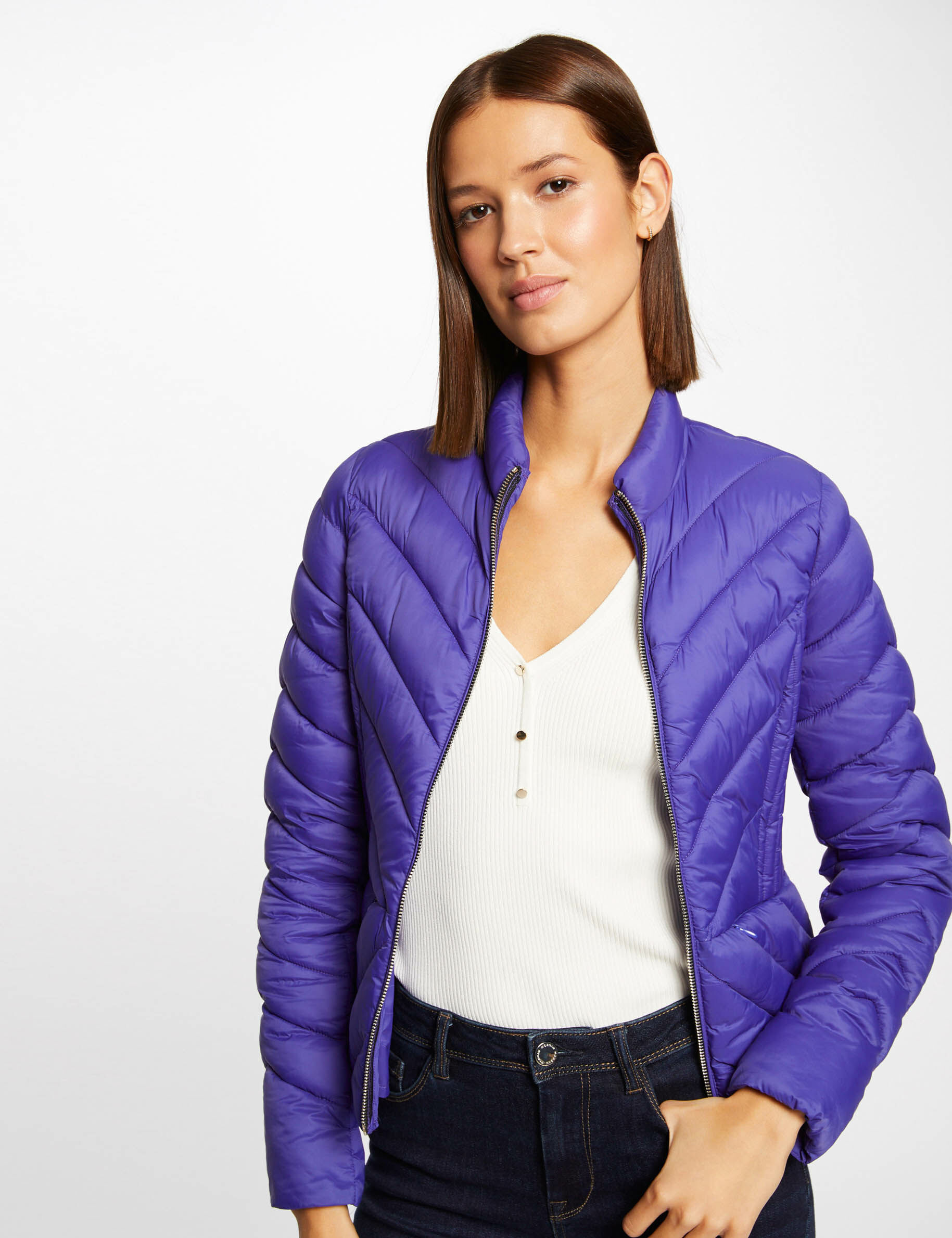 Doudoune droite zippée violet femme - violet