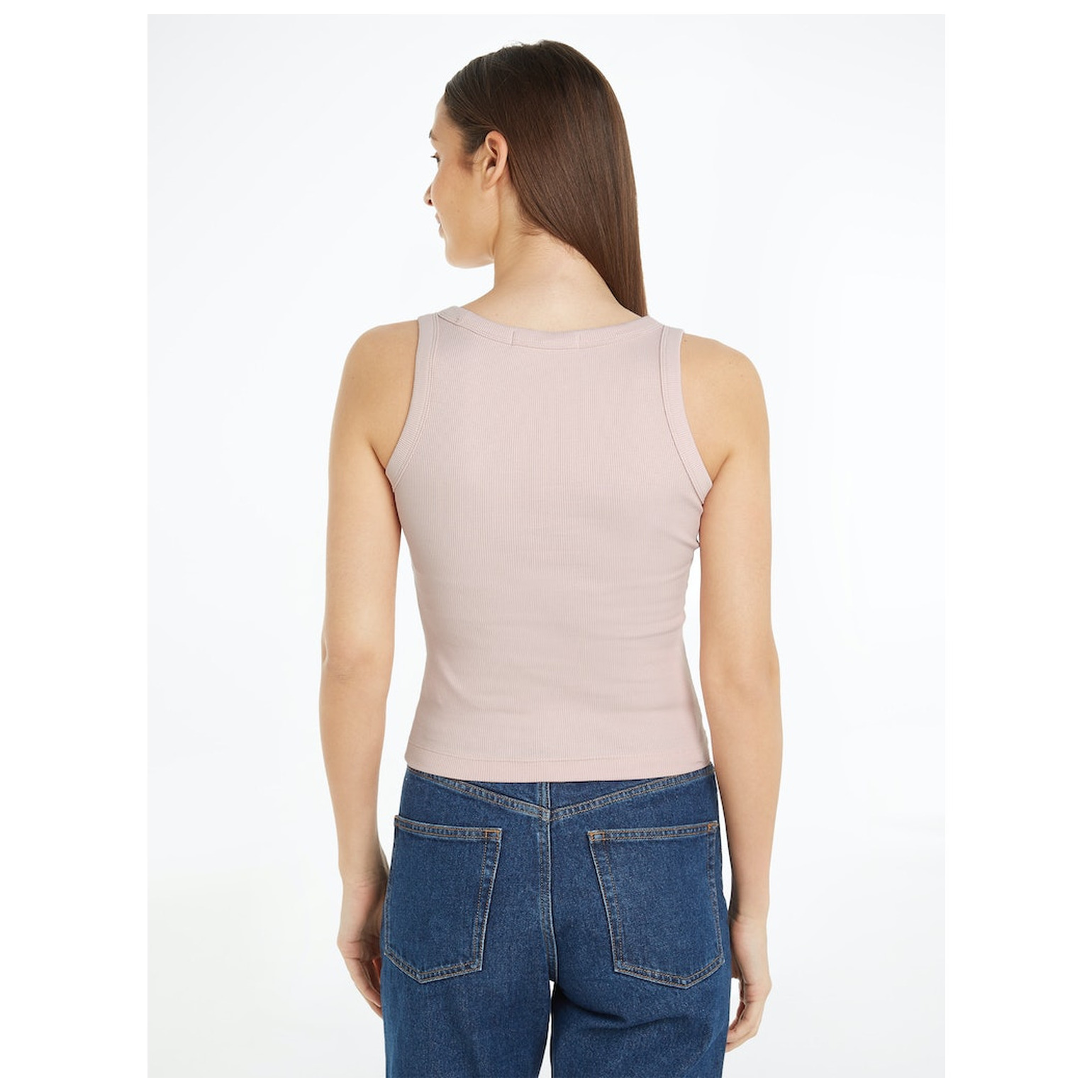 CK Jeans WOVEN LABEL RIB TANK TOP