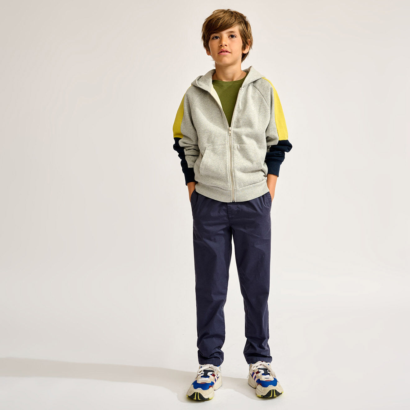 Bellerose Sweat à capuche zippé Foude gris clair