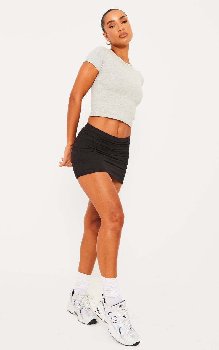 Noir Mini-jupe Basique En Coton Doux