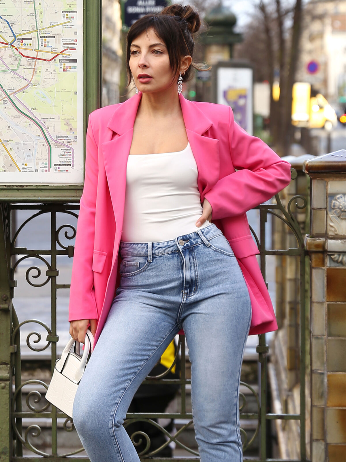 Blazer oversize à boutons- Fuchsia