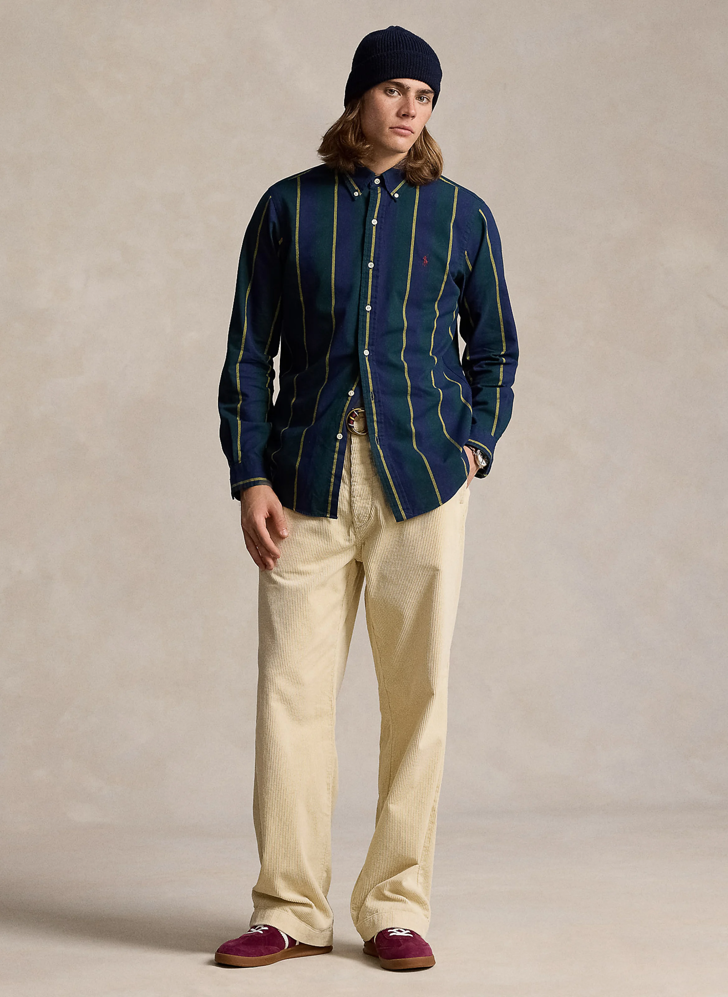 Chemise droite rayée en coton | Bleu