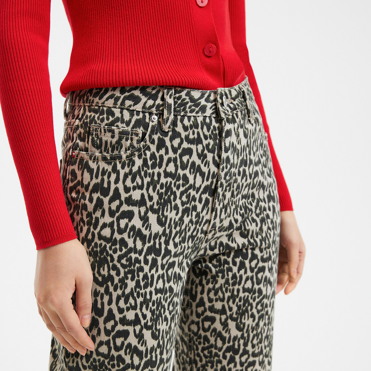 COLEÇÕES LA REDOUTE<br>Jeans com estampa leopardo