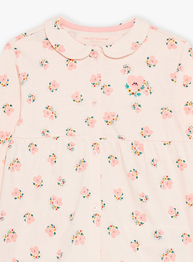 Ensemble pyjama rose pâle à coeur et fleur
